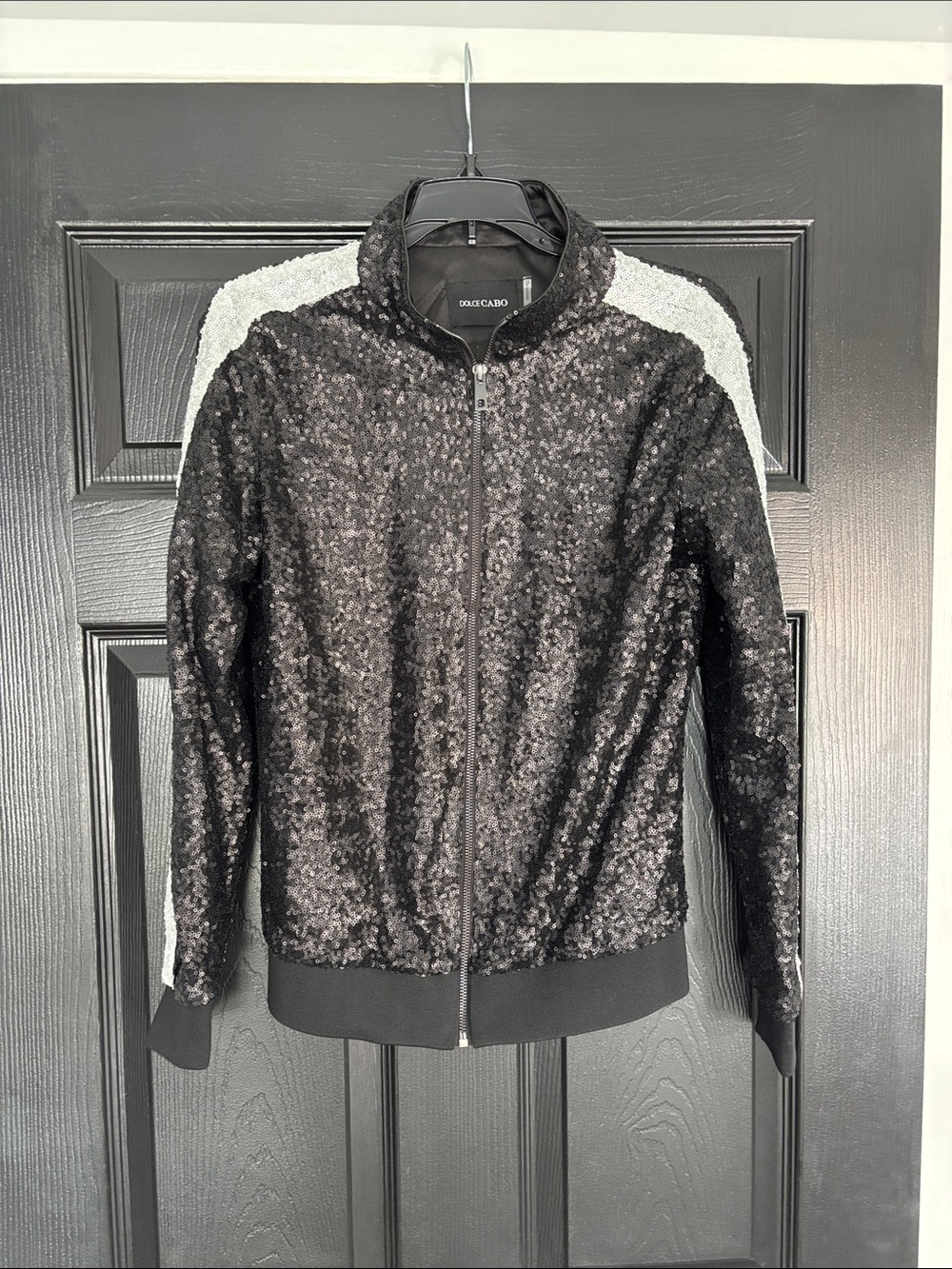 Dolce Cabo Black Sequin Bomber Jacket
